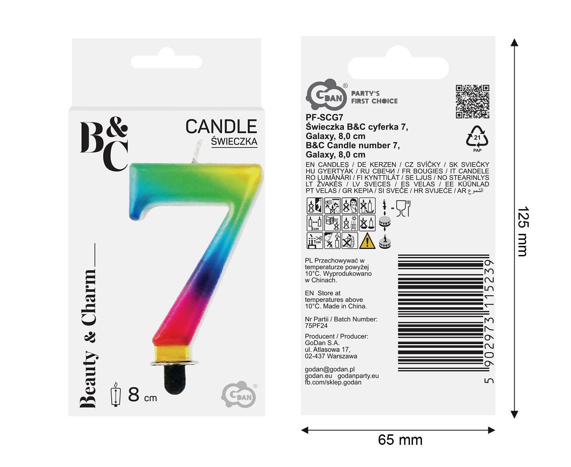 Candle number 7, Galaxy, 8 cm